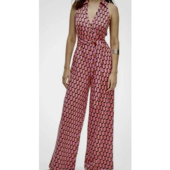 Diane von Furstenberg x Target Wrap Dress Pink Red Geometric Print S (No Belt) - Picture 1 of 4